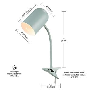 Globe Electric 52302 Carter 15" Clip-Arm Desk Lamp, Matte Teal, Adjustable Gooseneck Arm, in-Line On Off Switch