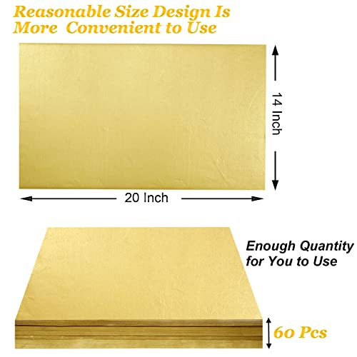 60 Sheets Gold Wrapping Tissue Paper - Artdly 14x20 Inch Recyclable Gold Metallic Tissue Paper Bulk Gold Gift Wrapping Paper for DIY Arts Crafts Shredded Filler Weddings Birthday Christmas