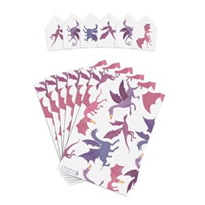 CENTRAL 23 Dragon Wrapping Paper - Boy Birthday Wrapping Paper - 6 Sheets White Gift Wrap Paper - Baby Shower Wrapping Paper Boy - Comes With Fun Stickers - Recyclable