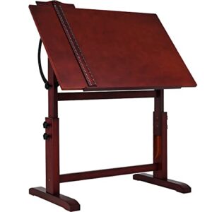 meeden wood drafting table,artist drawing table with height adjustable & tilting large surface tabletop,studio painting table,art craft desk for writing,reading,working desk,walnut color