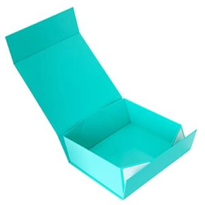 6 Pack Square Magnetic Gift Box with Lid, 10x10x4 Groomsmen and Bridesmaid Boxes for Proposal, Glossy Teal