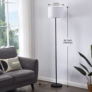 YUNHONG Simple Design LED Floor Lamp,Modern Standing Lamp with White Shade,Pole Lamp with Foot Switch,64.7'' Tall Lamp for Living Room Bedroom Office,Home Decor Lamps(LED Bulb Included)