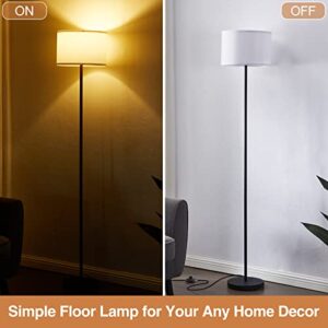 YUNHONG Simple Design LED Floor Lamp,Modern Standing Lamp with White Shade,Pole Lamp with Foot Switch,64.7'' Tall Lamp for Living Room Bedroom Office,Home Decor Lamps(LED Bulb Included)