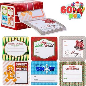 joyin 60 pieces jumbo christmas stickers gift tag self adhesive labels for christmas holiday present labels wrapping paper gift box