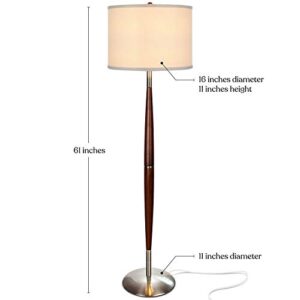 Brightech Lucas LED Floor Lamp, Modern Lamp for Living Rooms & Offices, Great Living Room Décor, Tall Lamp with Drum Shade & Handsome Wood Finish, Bohemian Standing Lamp for Bedroom Reading