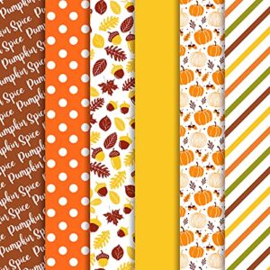 whaline 90 sheet fall theme tissue paper pumpkin leaves dots stripes patterned art tissue 6 design orange yellow autumn wrapping paper art craft paper for fall harvest thanksgiving gift bag pompom