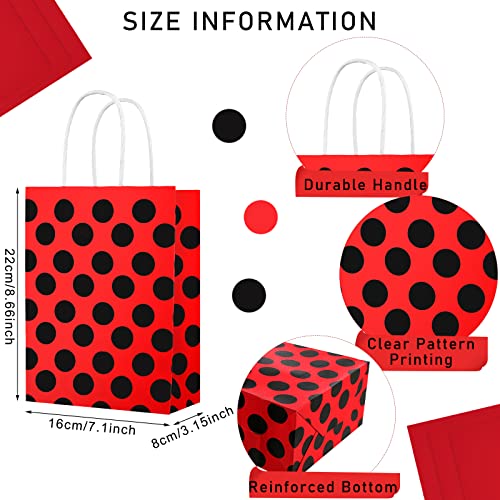 20 Pieces Ladybug Birthday Party Favor Bags Ladybug Red Black Polka Dot Kraft Paper gift Bags Ladybug Party Supplies for Ladybug Theme Party Wedding Birthday Party Christmas Baby Shower Decorations