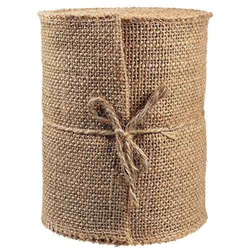 Idiy Natural Burlap Ribbons (6" Wide, 10 Yards) - No Wire,100% Jute - Great for DIY Crafts and Projects, Gift Wrapping, Wedding Decoration, and More!