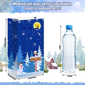 24 Pieces Christmas Bags Snowflakes Snowman Treat Bags Wonderland Party Goodie Bags Party Craft Paper Bags