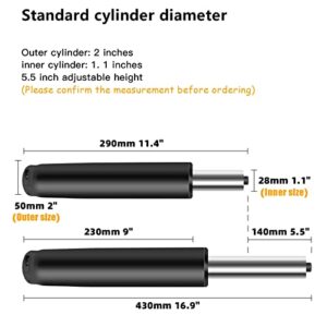 Office Chair Cylinder Replacement with Removal Tool-5.5 inches Adjust Heavy Duty Gas Lift Cylinder,Smooth,Noiseless(1000Lbs),Universal Size Fits Most Office Chair