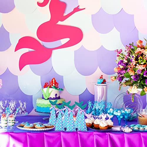 50 Pcs Mermaid Party Boxes Favors Cone Mermaid Gift Boxes with Glitter Tail and Purple Bow Mermaid Party Favors Paper Mermaid Candy Box for Girl Under the Sea Baby Shower Decorations Birthday Supplies