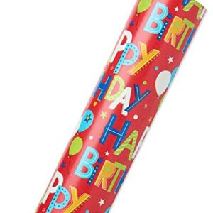 American Greetings Reversible Wrapping Paper, Happy Birthday Lettering and Stars (1 Jumbo Roll, 175 sq. ft.)