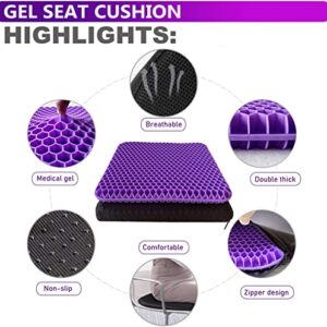 Extra Large Gel Seat Cushion Pillow for Long Sitting – Enhanced Office Chair Car Egg Seat Cushion with Non-Slip Cover for Back, Coccyx & Tailbone Pain Relief Pad - Computer Desk Pain Relief Pad