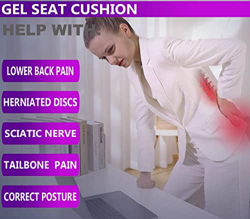 Extra Large Gel Seat Cushion Pillow for Long Sitting – Enhanced Office Chair Car Egg Seat Cushion with Non-Slip Cover for Back, Coccyx & Tailbone Pain Relief Pad - Computer Desk Pain Relief Pad