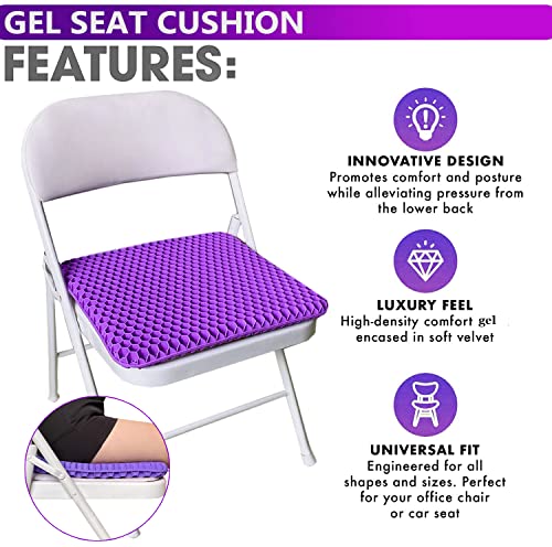 Extra Large Gel Seat Cushion Pillow for Long Sitting – Enhanced Office Chair Car Egg Seat Cushion with Non-Slip Cover for Back, Coccyx & Tailbone Pain Relief Pad - Computer Desk Pain Relief Pad