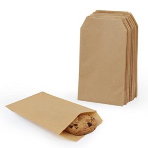 lautechco 150 pack small paper bags, mini brown cookie bags, tiny kraft paper treat gift bags for sandwich, snacks, candy, popcorn, party favor bags 5.3×3.5 inches
