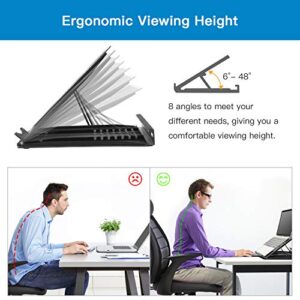 HUANUO Adjustable Laptop Stand Riser for Desk, Fits Up to 15.6 inch Notebook, Mesh Ventilated Laptop Cooling Stand with 8 Tilt Levels