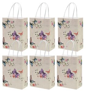 30pcs gift bags kraft paper bags with handle 10.62 x8.26×4.33 inches party favor bags for baby shower kids birthday wedding xmas party supplies restaurant takeouts, and store owners (pack of 30), beige(flower )