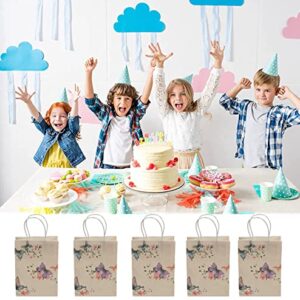 30pcs Gift Bags Kraft Paper Bags with Handle 10.62 x8.26x4.33 inches Party Favor Bags for Baby Shower Kids Birthday Wedding Xmas Party Supplies Restaurant takeouts, and Store Owners (Pack of 30), Beige(Flower )