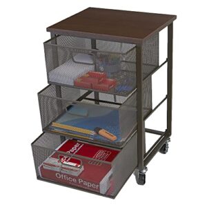 mind reader rolling storage cart with 3 drawers, file storage cart, utility cart, office cart drawer storage, bathroom storage
