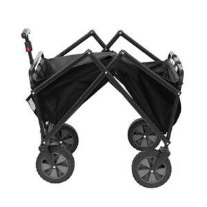 Seina Heavy Duty Steel Compact Collapsible Folding Outdoor Portable Utility Cart Wagon w/All Terrain Rubber Wheels and 150 Pound Capacity, Black/Grey