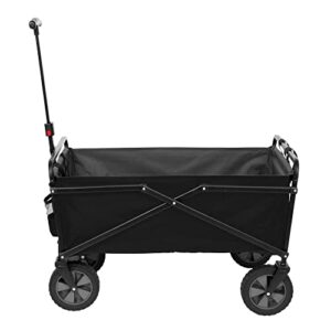 Seina Heavy Duty Steel Compact Collapsible Folding Outdoor Portable Utility Cart Wagon w/All Terrain Rubber Wheels and 150 Pound Capacity, Black/Grey
