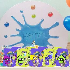 HOMEZZO 24 Pcs Splatoon Party Favor Gift Bags - Slime Candy Bags Goodie Bags with Squid Stickers for Splatoon Party Decorations Slime Party Supplies