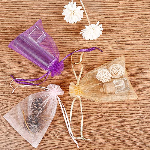 Bouraw 120Pcs Organza Bags 4x6 Inches with Drawstring, Jewelry Pouches Wedding Party Christmas Favor Gift Bags (Mixed Color)