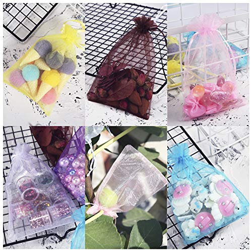 Bouraw 120Pcs Organza Bags 4x6 Inches with Drawstring, Jewelry Pouches Wedding Party Christmas Favor Gift Bags (Mixed Color)