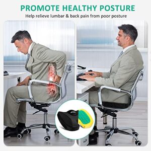 Gel Seat Cushion for Office Chair - Memory Foam Chair Cushion - Car Seat Cushion for Drving - Cushion Pillow for Long Sitting - Butt Pillow for Desk Chair, Computer Chair, Gaming Chair, Wheelchair