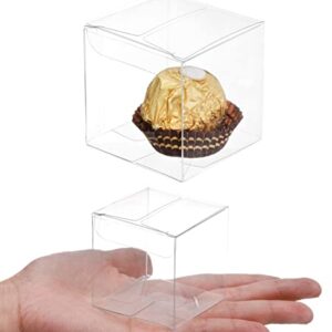 Yesland 100 Pcs Clear Favor Boxes - 2 x 2 x 2 Inch Small Transparent Gift Boxes Individual Macaron Box - Chocolate Bomb Packaging for Wedding, Party, Baby Shower Favors, Bridal Shower