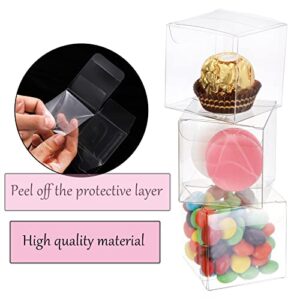 Yesland 100 Pcs Clear Favor Boxes - 2 x 2 x 2 Inch Small Transparent Gift Boxes Individual Macaron Box - Chocolate Bomb Packaging for Wedding, Party, Baby Shower Favors, Bridal Shower