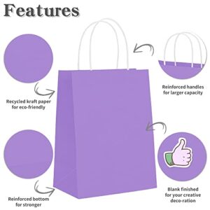 HaiQuan Purple Kraft Paper Bags with Handles, 25PCS 8 x 4.75 x 10 inchs, Gift Bags Gift Wrap Bags, Bulk Gift Bags for Shopping, Packaging, Wedding, Retail, Party, Gifts