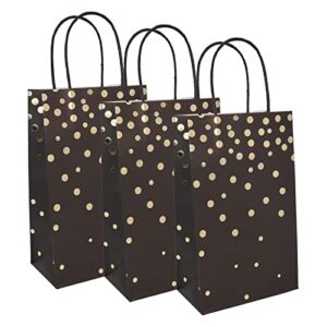 ecohola black and gold foil paper gift bags with black handles, 25 pieces metallic gold foil polka dot for presents, retails, christmas or new year party favors, 9″x5.5″x3.2