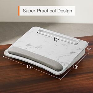 HUANUO Lap Laptop Desk - Portable Lap Desk with Pillow Cushion, Fits up to 15.6 inch Laptop, with Anti-Slip Strip & Storage Function for Home Office Students Use as Computer Laptop Stand - Marble