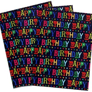 CAMKUZON Birthday Wrapping Paper with Cut Lines for Boys Girls Kids Men Women Baby Shower Party - 3 Large Sheets Rainbow Colored Happy Birthday Gift Wrap - 27 Inch X 39.4 Inch Per Sheet