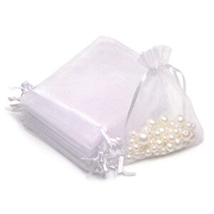 akstore 50pcs 3.15″x4″(8x10cm) sheer drawstring organza jewelry pouches wedding party christmas favor gift bags (white, 3.15×4)