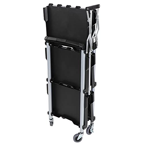 BISupply Fold Up Rolling Cart - 3 Tier Push Cart Collapsible Utility Carts with Wheels for Office, Warehouse, and Home