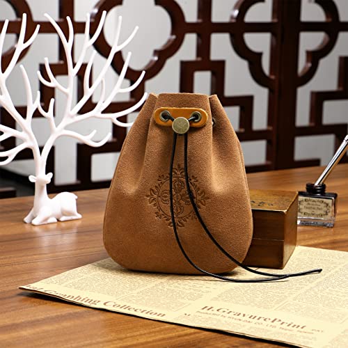 STOBOK Leather Drawstring Pouch, Drawstring Bags Storage Bags with Drawstring Reusable Jewelry Pouches Grocery Craft Gift Bags Necklace Pouch for Party Wedding Home Storage