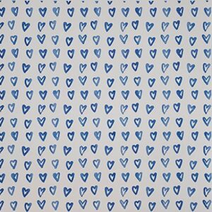 Blue Watercolor Hearts on White Gift Wrapping Paper - 24"x10'