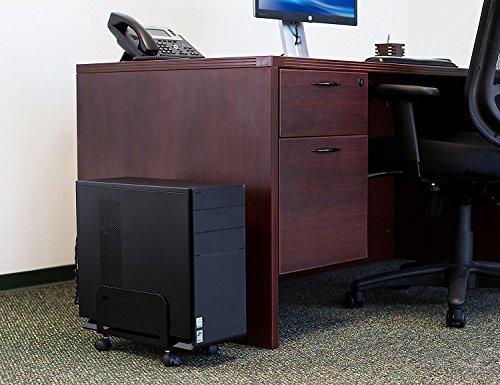 Mount-It! Rolling CPU Stand with Wheels, Heavy Duty Desktop Computer Tower Cart with Ventilation and Adjustable Width from 4.87 to 8.5 Inches, Steel