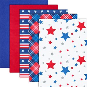 kavoc 100 sheet red blue white tissue wrapping paper,chrismas tissue paper stars stripe pattern tissue paper holiday art tissue for gift packing,13.8 x 19.7