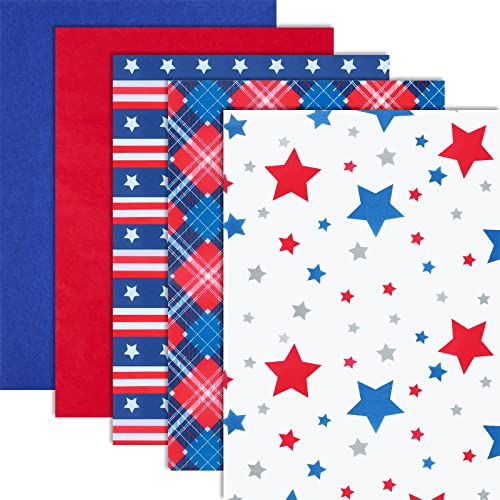 Kavoc 100 Sheet Red Blue White Tissue Wrapping Paper,Chrismas Tissue Paper Stars Stripe Pattern Tissue Paper Holiday Art Tissue for Gift Packing,13.8 x 19.7