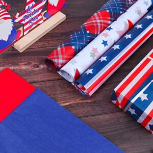 Kavoc 100 Sheet Red Blue White Tissue Wrapping Paper,Chrismas Tissue Paper Stars Stripe Pattern Tissue Paper Holiday Art Tissue for Gift Packing,13.8 x 19.7