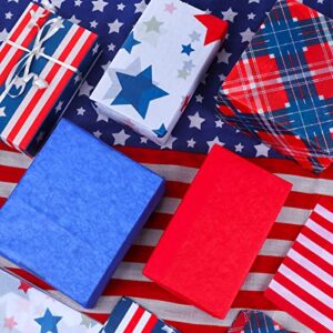 Kavoc 100 Sheet Red Blue White Tissue Wrapping Paper,Chrismas Tissue Paper Stars Stripe Pattern Tissue Paper Holiday Art Tissue for Gift Packing,13.8 x 19.7