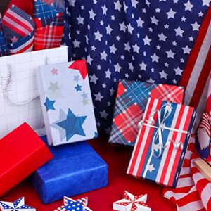 Kavoc 100 Sheet Red Blue White Tissue Wrapping Paper,Chrismas Tissue Paper Stars Stripe Pattern Tissue Paper Holiday Art Tissue for Gift Packing,13.8 x 19.7