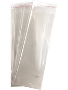 secret for longevity 3″ x 9” inches extra long food safe adhesive self-sealing resealable clear plastic flat cello wrap cellophane party favor goody candy gift treat bags 100pcs