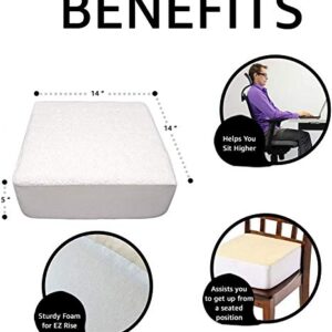 Comfort Finds Rise with Ease Seat Cushion - Thick Firm Chair Cushion Booster - Extra Thick Foam Pad for Home, Patio, Office and Car Seats - Extra Supportive Lift - 14 X 14 X 5 (Sherpa Cream) …