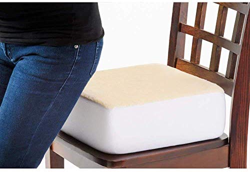 Comfort Finds Rise with Ease Seat Cushion - Thick Firm Chair Cushion Booster - Extra Thick Foam Pad for Home, Patio, Office and Car Seats - Extra Supportive Lift - 14 X 14 X 5 (Sherpa Cream) …