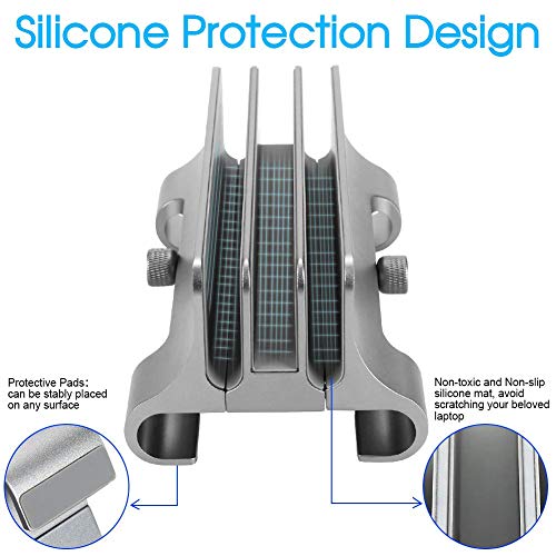 Vertical Laptop Stand[Upgrade Version],3 Slots Space-Saving Desktop Stand Holder with Adjustable Dock Size, Fits All MacBook/Samsung/HP/Phone/Chromebook/Surface/Dell/Gaming Laptops -Silver